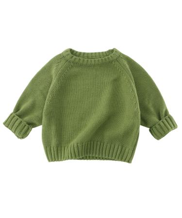 KISLOVE Knitted Jumper Girls Boys Winter Ribbed Knit Sweater Chunky Pullover Long Sleeve Knitwear Top Soft Unisex Toddler Baby Clothes Autumn Outwear 120 Green