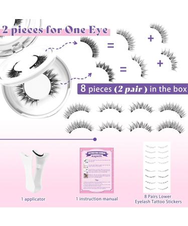 Magnetic Eyelashes Kit - 2 Pairs Natural Look Reusable Lashes with Applicator Easy Application & Removal No Glue Needed | Style A+B - Buy Online on GoSupps.com