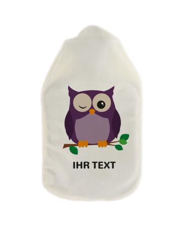 Stamp factory-hot water bottle with a personalized cover-cozy heat bottle cover with desired text such as names design-gift idea for children & adults (800 ml | owl)