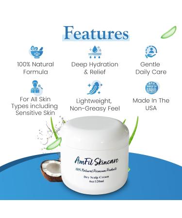 AmFil Skincare Dry Scalp Cream - Soothes Itchiness and Reduces Flakes for Dry Sensitive Scalp - Gentle Relief for Eczema Psoriasis and Seborrheic Dermatitis 4 oz 1-Pack - Buy Online on GoSupps.com