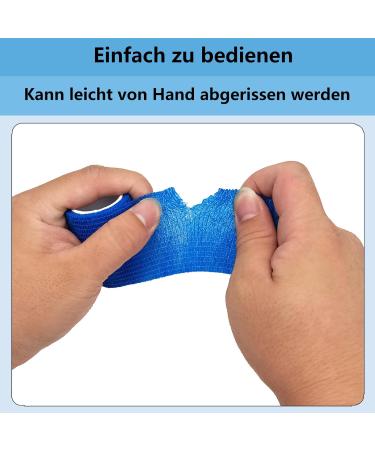 Shop 6 Rolls Self-Adhesive Bandage - 10cm x 4.5m Elastic Sports Fixing Tape in Blue & Black | International Shipping Available - Buy Online on GoSupps.com
