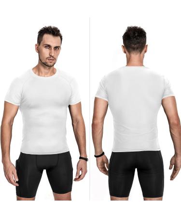 Niksa Men's Compression Shirts 3 Pack - Short Sleeve Athletic Tops for Workouts - X-Large, White - Buy Online on GoSupps.com