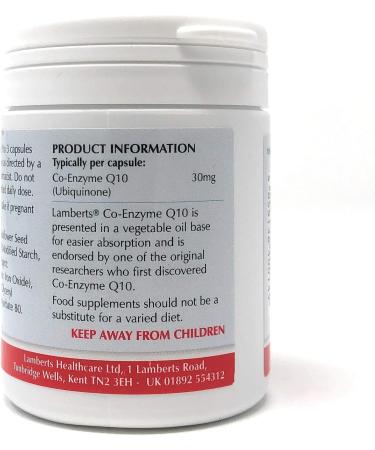 Lamberts Healthcare Co-Enzyme Q10 30mg - 180 Vegan Capsules for Heart Health & Energy Support - Buy Online Internationally - Buy Online on GoSupps.com