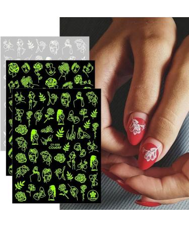 Nail Art Decoration Slider DIY Nails Decals Face Abtract Luminous 3D Nail Sticker Flower Design(CY-039) - Buy Online on GoSupps.com