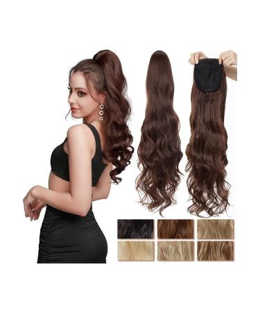 Ponytail Extension Synthetic Ponytail Hair Extension 24inch Long Wavy Curly Ponytail Hair Extension Clip In Body Wave Drawstring Ponytail Hairpiece for Woman Ponytail Hairpiece for Women (Color : Bl 24inches Bleach blonde