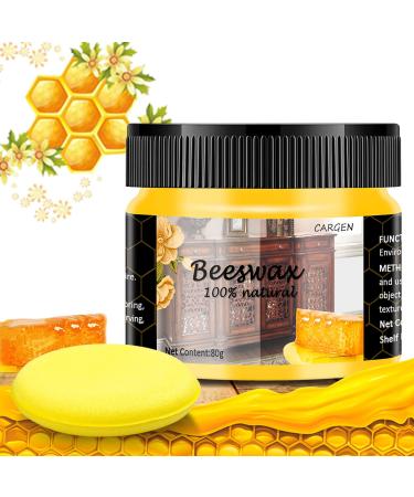 CARGEN Beeswax Furniture Polish, Wood Seasoning Beeswax for Furniture Wood Polish for Floor Tables Chairs Cabinets for Home Furniture to Protect and Care 1pcs Wood Wax and Sponge Christmas Gifts 1x Beewax, 1x Sponge