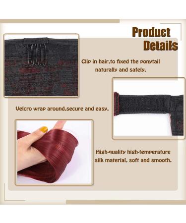 Wine Red Burg Ponytail Hair Extension | Synthetic Clip-in Wrap Around Hairpiece | Long Drawstring Pony Tail Hair Wrap - 1pc - Buy Online on GoSupps.com