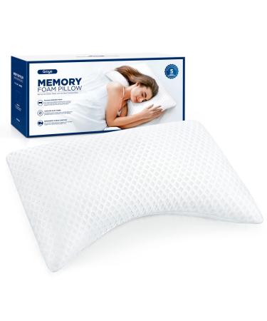 Groye Cooling Side Sleeper Pillow - Neck Pillows for Pain Relief, Ergonomic Contour Memory Foam Pillows - Back and Shoulder Support, Odorless Cervical Bed Pillows for Sleeping with Washable Pillowcase Queen(27.6"*17.4"*5.9")