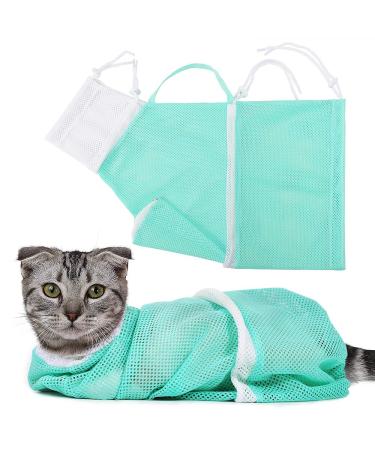 JMOON Cat Bathing Bag,Cat Shower Bag Anti-Bite & Anti-Scratch,Injecting Examining Nail Trimming,Adjustable Multifunctional Breathable Restraint Cat Bag Restraint GREEN
