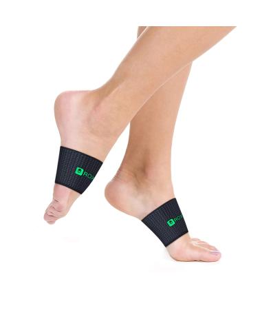 ROXOFIT Copper Arch Compression Support Sleeves (Pair) - Elasitc Plantar Fasciitis Pain Relief Bands For High Low Arches Standing Walking Running For Men Women (Green logo Small) Green logo Small (1 Pair)