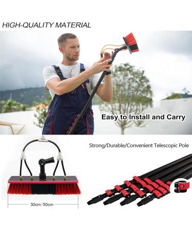Telescopic Window Cleaning Pole Extendable Cleaning Brush Water Fed Cleaning Tools for Photovoltaic Panel Cleaning Trucks Windows 35cm Brush Head 12M/39FT - Buy Online on GoSupps.com