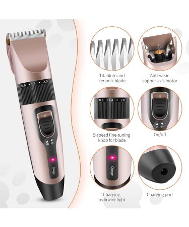 Ninonly Professional Dog Grooming Clippers Kit | Rechargeable Cordless Electric Pet Hair Clippers Set with 4 Combs | Nail Kits Included | For Dogs, Cats, and Other Pets - Rose - Buy Online on GoSupps.com