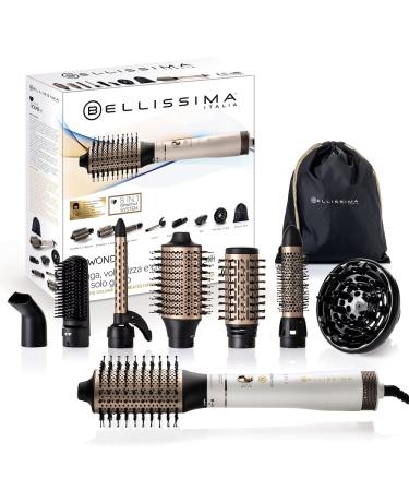 Bellissima 8 In 1 Interchangeable Hot Air Brush Dryer And Volumizer (8 Interchangeable Accessories Ion Technology Ceramic And Keratin Coated Brushes 2 Air Flow/temperature Combinations) 1000W UK Plug 8 in 1 Hot Air Brush