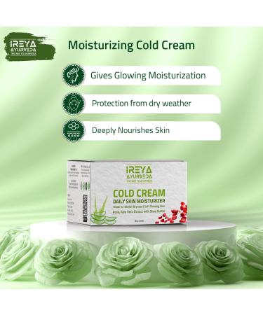 Cold Cream 100g - Moisturizing Rose & Aloe Vera Cream | Vegan Cruelty-Free | Protects from Dryness & Maintains Natural Moisture - Irey Ayurveda - Buy Online on GoSupps.com