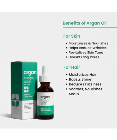 100% Pure Moroccan Argan Oil - Cold-Pressed Lightweight Oil for Face Body & Hair Moisturizing & Hydration (1 oz) | International Shipping - Buy Online on GoSupps.com