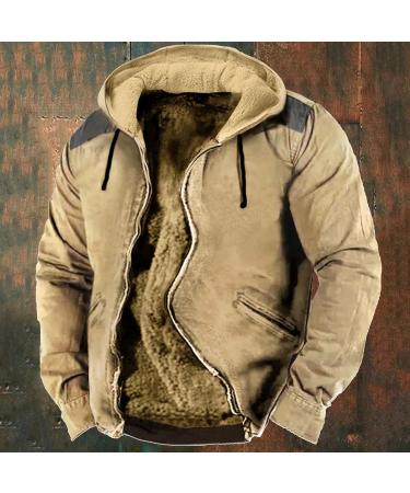 Buy Hanxiulin Oversized Plush Jacket for Men | Warm Lightweight Quilted Winter Coat - Khaki XL - Buy Online on GoSupps.com
