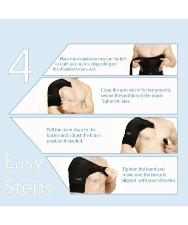 Shoulder Brace for Women and Men - Support for Rotator Cuff, AC Joint Pain Relief, Dislocated Shoulder - Compression Sleeve Arm Immobilizer with Ice Pocket and Stability Strap - Blue S/M - Free Extension | Left-Right - Buy Online on GoSupps.com