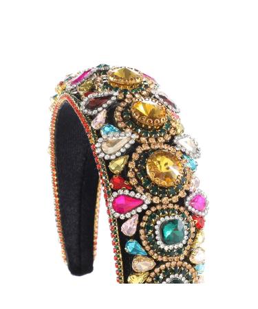 Baroque Rhinestone Padded Headband - Colorful Crystal Embellished Hairband for Women and Girls - Buy Online on GoSupps.com