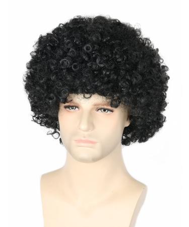 Topcosplay Afro Wig for Men 80s 70s Wigs for Men Disco Wig Blonde Brown Short Curly Wig for Halloween Cosplay Black
