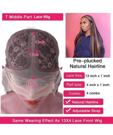 P4/30 Blonde to Brown Ombre T Part Wig | 16 Inch Straight Lace Front Human Hair Wig | Pre Plucked with 150% Density - Buy Online on GoSupps.com