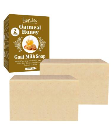 Oatmeal Honey Goat's Milk Soap Bar 4 oz Natural Bar Soap for Women Men Kids Itchy Skin Eczema Psoriasis Rash Sunburn Skincare Calming Colloidal Oatmeal Face Cleanser & Body Wash Made in USA (4 Ounce (Pack of ...