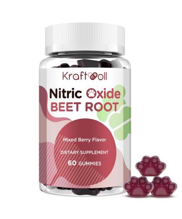 Nitric Oxide Beet Root Gummies with Grapeseed Powder Pomegranate Powder Vitamin C & B12 Sugar-Free Mixed Berry Flavor 60 Gummies 60 Count (Pack of 1)