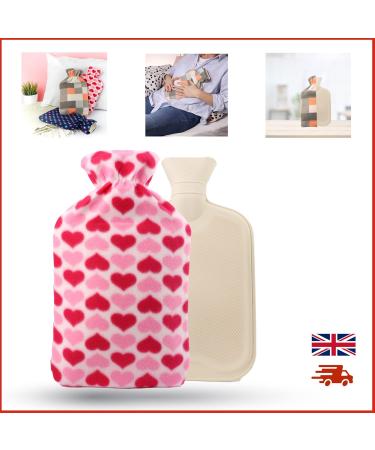 Divchi Portable Hot Water Bottle with Fleece Cover - Natural Rubber Heat Pad for Neck Shoulders Back and Legs - Soft Pink Comfort - Buy Online on GoSupps.com