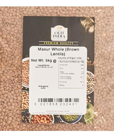 Old India Masur Whole (Brown Lentils) 5 kg - Buy Online on GoSupps.com