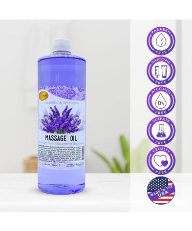 SPA REDI Lavender Massage Oil 32 Oz - Professional Full Body Therapy for Manicure & Pedicure - Relax Sore Muscles, Repair Dry Skin - Enhanced with Vitamin E - Buy Online on GoSupps.com