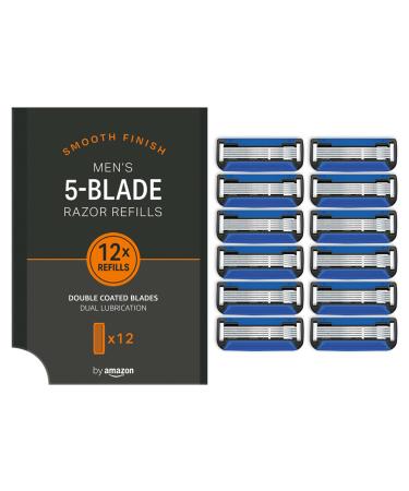 by Amazon 5-Blade Replacement Cartridges For Man 12 Count Pack of 1 (Previously Solimo brand) 12 5-blade Refills