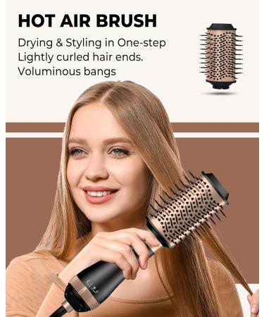 4 in 1 Air Styler Hair Dryer Brush - One Step Hair Styling Tool with Round Brush - Volumizer & Straightening - Blow Dryer & Thermal Brush - Black - Buy Online on GoSupps.com