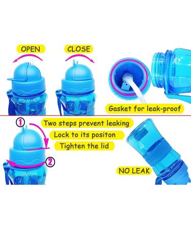 Ecteco 12oz Kids Water Bottle with Straw, Leak Proof BPA-Free Tritan - Blue | Cute, Lightweight, Sturdy | Perfect for School and Outdoor Activities - Buy Online on GoSupps.com