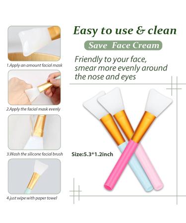 ETIAL Face Mask Applicator Tool Set - 3pcs Soft Silicone Makeup Brushes for Masks & Lotion | Multifunctional Eyelash Shield for Smudge-Free Eye Makeup - Purple - Buy Online on GoSupps.com