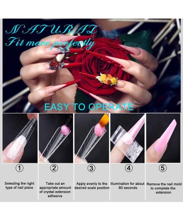 Vnjaoi 120 pc Poly Extension Gel - Dual Nail Shapes for Gel Manicure | Coffin Nail Art Kit for Salon & DIY Home Use - Buy Online on GoSupps.com
