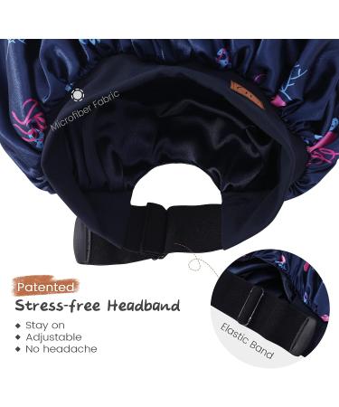 2 Pack Satin Bonnet Set for Curly Hair - Deep Ocean & Black | Women's Silk Sleep Cap & Hair Wrap - Buy Online on GoSupps.com