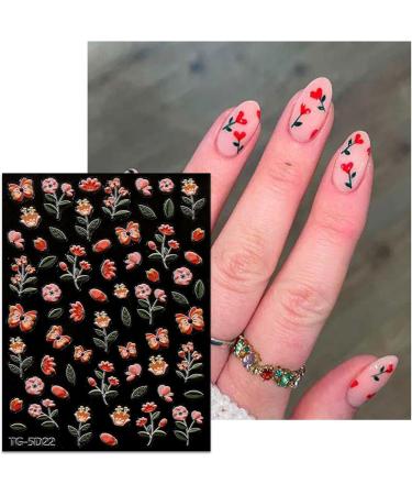 JMEOWIO 3D Embossed Flower Nail Art Stickers Decals Self-Adhesive 5D Colorful Floral Spring Summer Sunflower Nail Supplies Nail Art Design Decoration Accessories 4 Sheets - Buy Online on GoSupps.com