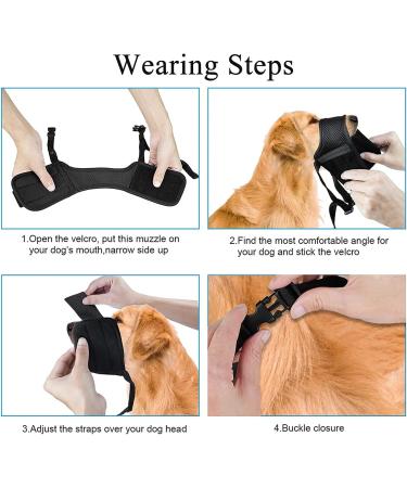 Adjustable Black Dog Muzzle with Velcro Fastener - Safe for Biting Barking & Chewing - Breathable Mesh - Size S - Buy Online on GoSupps.com
