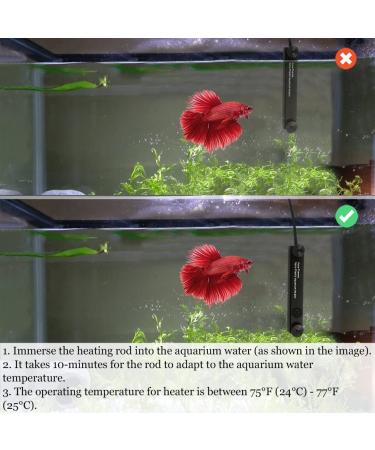 SunGrow 10W Halfmoon Betta Heater for Small Tanks - Fully Submersible, Energy-Efficient, Preset Temperature, Suction Cups Included - Buy Online on GoSupps.com
