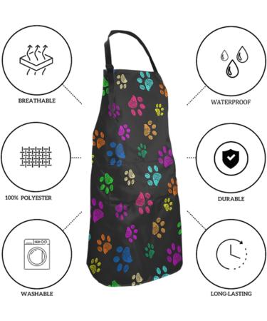 Sweetshow Cute Dog Apron with 2 Pockets and Adjustable Neck Waterproof Kitchen Cooking Dog Grooming Aprons for Women Men Dog Paw 2 - Buy Online on GoSupps.com