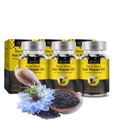 P-Beauty Organic Black Cumin Oil Capsules with Keratin - 120 Capsules for External Use, Hair Growth Hair Oil & Scalp Care - Gives Hair Strength & Shine