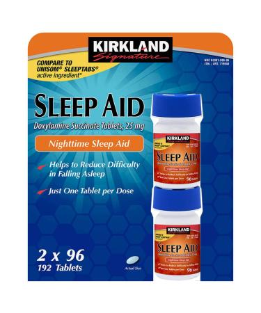 Kirkland Signature Sleep Aid Doxylamine Succinate 25 Mg 2 Bottles X 96 Tabs