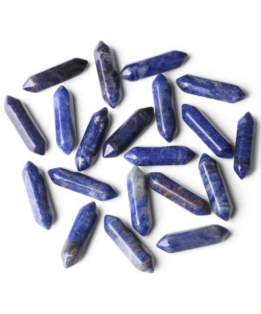 Xiannvxi 20 pieces crystals set blue sodalith stone gemstones natural healing crystal set polished drum stones magic wand Reiki bulk six-sockets witchcraft gift blue sodalith-20pcs