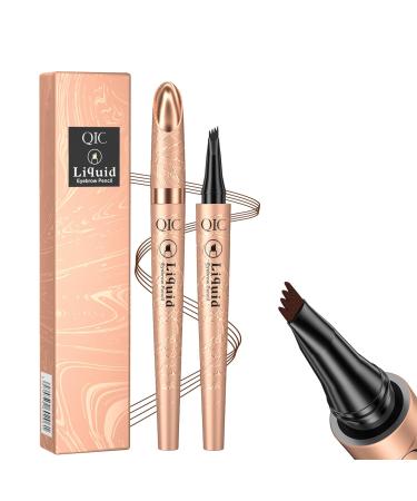 Eyebrow Pencil Waterproof Microblade Eyebrow Pen Liquid Waterproof Eyebrow Pencil Smudge-Proof Brow Pencil Long-Lasting Natural Looking Eye Makeup Eyebrow Pen(02# Dark Brown)