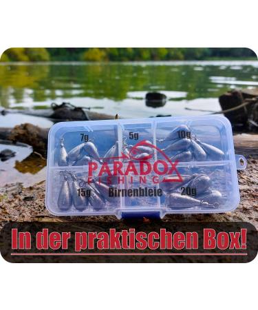 Paradox Fishing Pear Blind Set 5g-20g | 24 Pieces with Box | Premium Lead Fishing Accessories for Rod Weight & Lifting - Buy Online on GoSupps.com