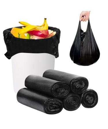 Fyy garbage bags garbage bags with a handle waste bags | 5 roll |100 pieces |6 gallons waste bag garbage bags garbage bags for bathroom kitchen bedroom toilet office black 52*70 cm-6 gallons (black)