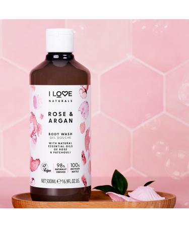 I Love Naturals Rose & Argan Body Wash | Moisturizing Plant-Based Cleanser | Essential Oils Infused | 16.9 oz International Shipping Available - Buy Online on GoSupps.com