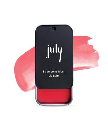 July Strawberry Slush Lip Balm 24hr Moisturization for Dry & Chapped Lips Hydrate & Lighten SPF 15 Soft Plump Lips Enriched with Jojoba Seed Oil & Sweet Almond Oil For Women & Men 10gm