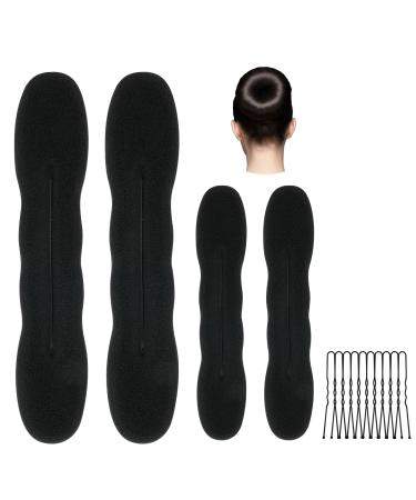 URAQT 4 Pcs Hair Bun Maker French Hairstyle Easy Doughnut Styling DIY Bands Foam Sponge Donut Maker Set with 10 Hair Pins for Making DIY Hair Styles Black Magic Hair Twist Styling for Girls Women - Buy Online on GoSupps.com