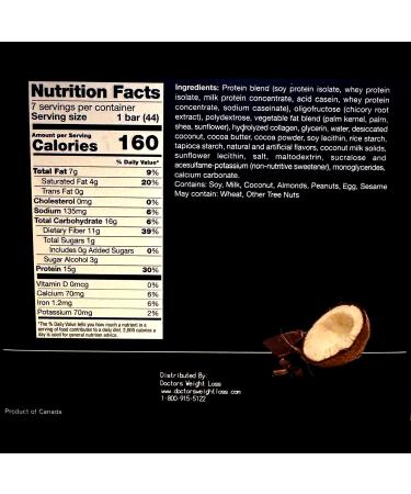Protiwise High Protein Nutrition Bar - Coconut Flavor | KETO Gluten Free Low Fat & Sugar | 15g Protein Meal Replacement | 7 Servings/Box - Satisfy Cravings & Aid Weight Loss - Buy Online on GoSupps.com