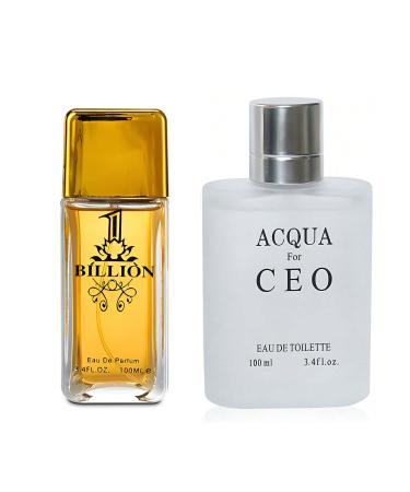 1 Billion&Acqua CEO White Combo Men's Cologne- Eau De Toilette Spray Perfume Fragrance For Men- Daywear Casual Daily Cologne Set 3.4 Oz Bottle- Ideal EDT Beauty Gift for Birthday Anniversary